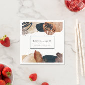 Rustic Abstracte Terracotta Navy Wedding Napkins Servet (Insitu)