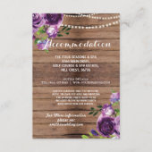 Rustic Accommodation Wedding Paarse houten bloemen Informatiekaartje (Voorkant)