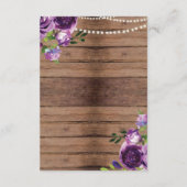 Rustic Accommodation Wedding Paarse houten bloemen Informatiekaartje (Achterkant)