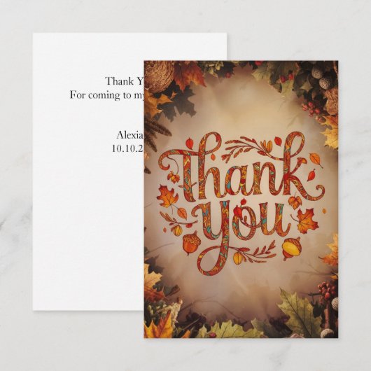 Rustic Acorn Autumn Herfst Bedankkaart (Voorkant / Achterkant)