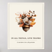 Rustic Acorn Floral Ivory Fall Poster (Voorkant)