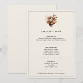 Rustic Acorn Floral Ivory Thanksgiving Dinner Menu (Voorkant / Achterkant)