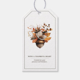 Rustic Acorn Floral White Fall Gift and Favor Tag Cadeaulabel