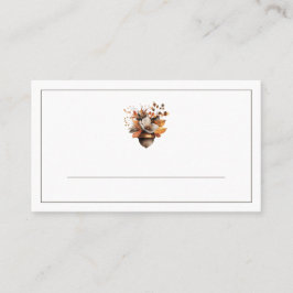 Rustic Acorn Floral White Fall Place Cards  Plaatskaartje