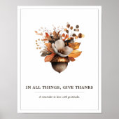 Rustic Acorn Floral White Fall Poster (Voorkant)