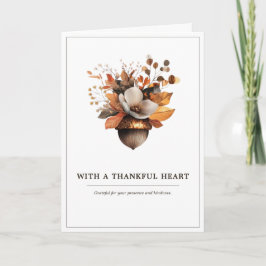 Rustic Acorn Floral White Thank You Card Bedankkaart