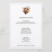 Rustic Acorn Floral White Thanksgiving Dinner Menu (Voorkant)