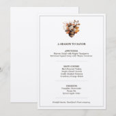 Rustic Acorn Floral White Thanksgiving Dinner Menu (Voorkant / Achterkant)