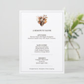 Rustic Acorn Floral White Thanksgiving Dinner Menu (Staand voorkant)