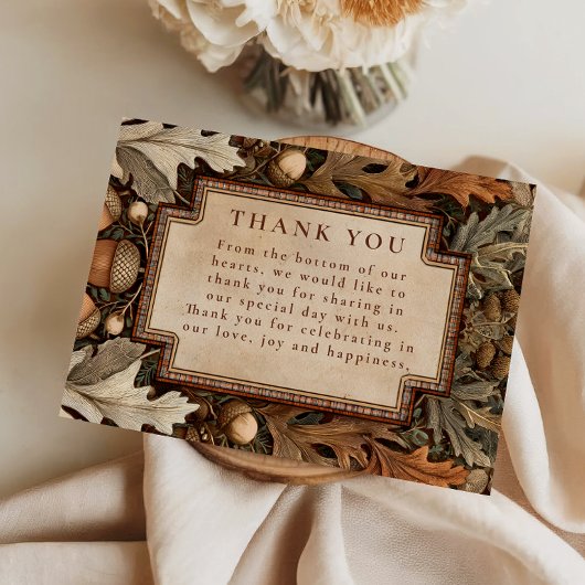 Rustic Acorn Woodland Wedding Bedankkaart