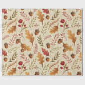 Rustic Acorns and Autumn Botanicals Cadeaupapier (Vlak)