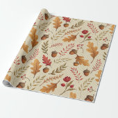 Rustic Acorns and Autumn Botanicals Cadeaupapier (Uitgerold)