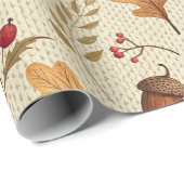 Rustic Acorns and Autumn Botanicals Cadeaupapier (Rol Hoek)