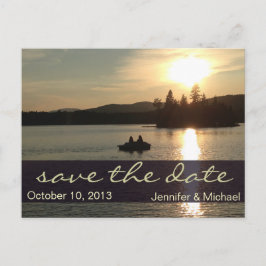 Rustic Adirondack Mountain Lake Bewaar de datum Aankondigingskaart