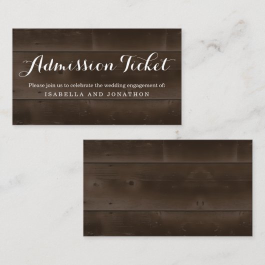 Rustic Admission Ticket Enclosure Kaart (Voorkant / Achterkant)