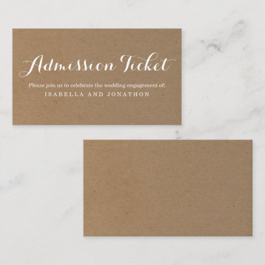 Rustic Admission Ticket Enclosure Kaart (Voorkant / Achterkant)