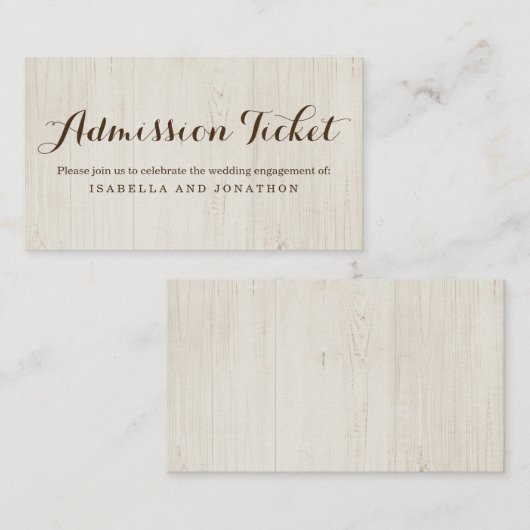 Rustic Admission Ticket Enclosure Kaart (Voorkant / Achterkant)