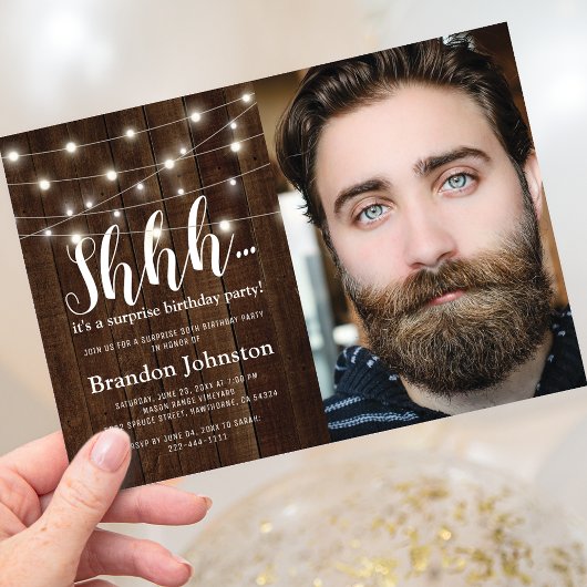 Rustic Adult Surprise Birthday Party foto Kaart