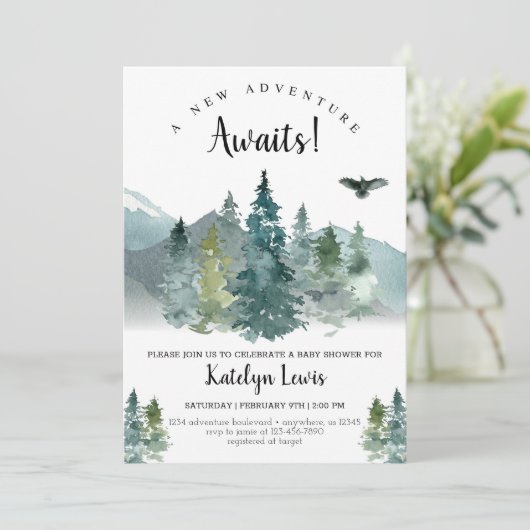 Rustic Adventure Baby shower Invitation Kaart (Staand voorkant)