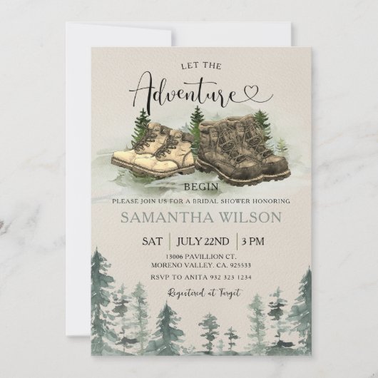 Rustic Adventure Begin Hiking Boots Vrijgezellenfe Kaart (Voorkant)