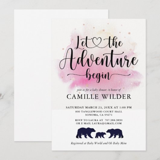 Rustic Adventure begint Waterverf Beren Kaart (Voorkant / Achterkant)