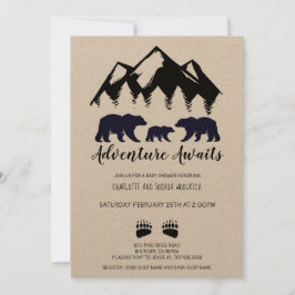 Rustic Adventure Beren Kraft Invitation Kaart