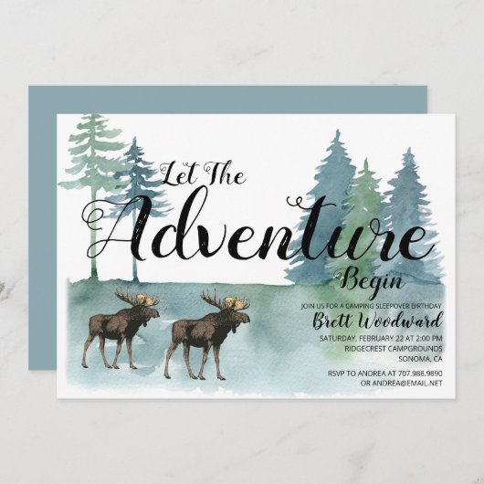 Rustic Adventure Moose Boy Camping Birthday Kaart (Voorkant / Achterkant)