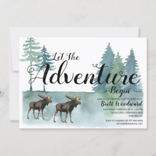 Rustic Adventure Moose Boy Camping Birthday Kaart