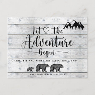 Rustic Adventure Woodland Beren Hood Zwangerschap Aankondigingskaart