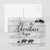 Rustic Adventure Woodland Beren Hood Zwangerschap Aankondigingskaart (Voorkant / Achterkant)