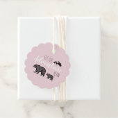 Rustic Adventure Woodland Beren Roze Baby shower Bedankjes Labels (In situ)
