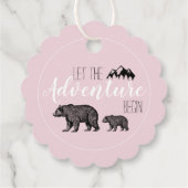 Rustic Adventure Woodland Beren Roze Baby shower Bedankjes Labels (Achterkant)