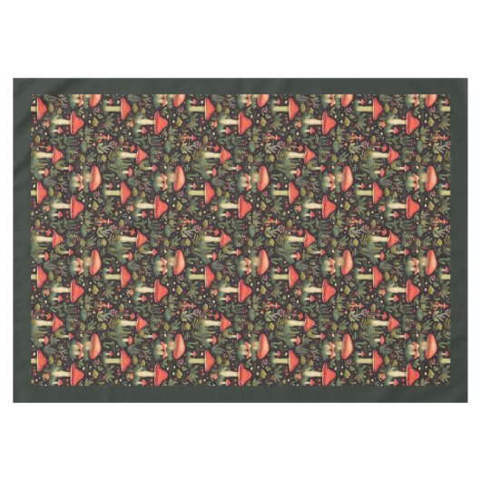 Rustic Aesthetic Tablecloth Mushrooms & Ferns Tafelkleed (Voorkant (Horizontaal))