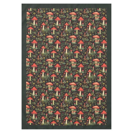 Rustic Aesthetic Tablecloth Mushrooms & Ferns Tafelkleed (Voorkant)