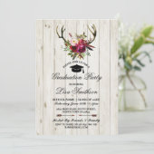 Rustic Afstudeerfeest Bloemengewei Herten Uitnodig Kaart (Staand voorkant)
