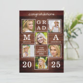 Rustic Afstuderen 6 Foto Collage Wood Afstuderen Aankondiging (Staand voorkant)