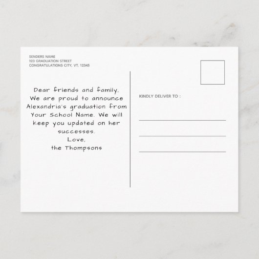 Rustic Afstuderen Aangepast 3 Afstuderen met fotol Aankondigingskaart (Achterkant)