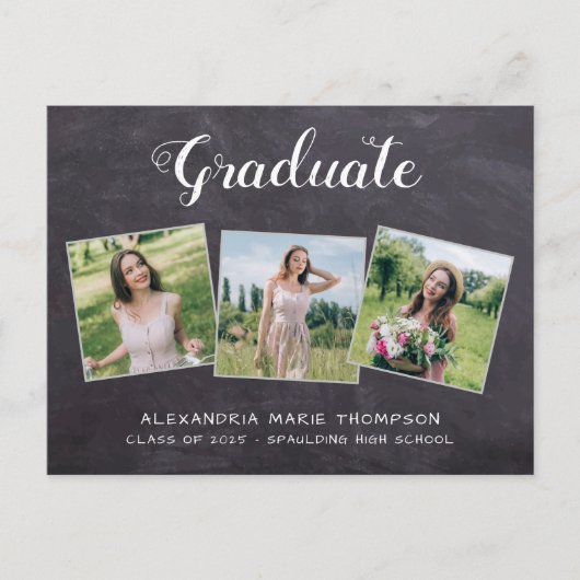 Rustic Afstuderen Aangepast 3 Afstuderen met fotol Aankondigingskaart (Voorkant)