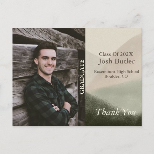 Rustic Afstuderen Aankondiging en Dank u Briefkaart (Voorkant)