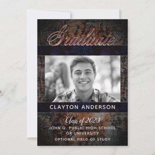 Rustic Afstuderen Fotoaankondiging | Partij Kaart (Voorkant)