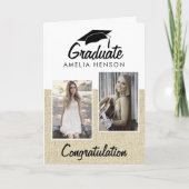 Rustic Afstuderen Gefeliciteerd 2 Foto collage Kaart (Voorkant)