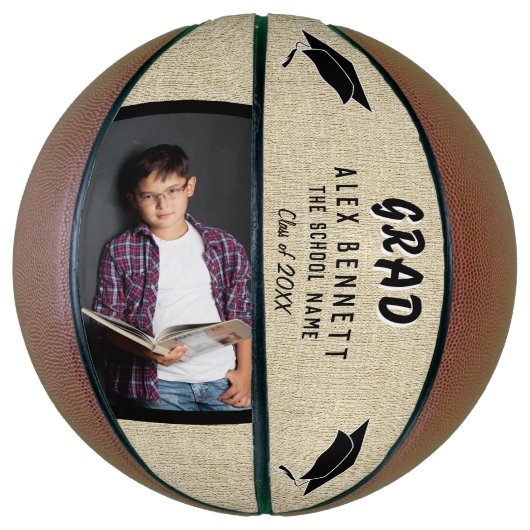 Rustic Afstuderen naam/Afstudeerder Afstuderen Fot Basketbal (Verticaal)