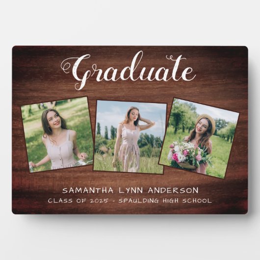Rustic Afstuderen op maat 3 Foto Afstuderen Fotoplaat (voorkant)