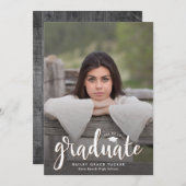 Rustic Afstuderen Overlay Grey Wood Foto Afstudere Aankondiging (Voorkant / Achterkant)