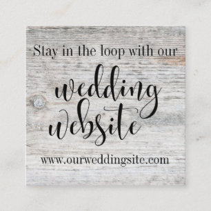 Rustic Aged Grey Wood & Script Trouwwebsite Informatiekaartje