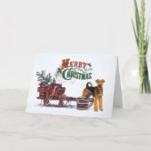 Rustic Airedale Christmas Feestdagen Kaart (Voorkant)