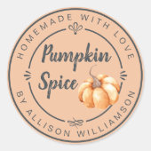 Rustic Almond Cream Pumpkin Spice Homemade Ronde Sticker (Voorkant)