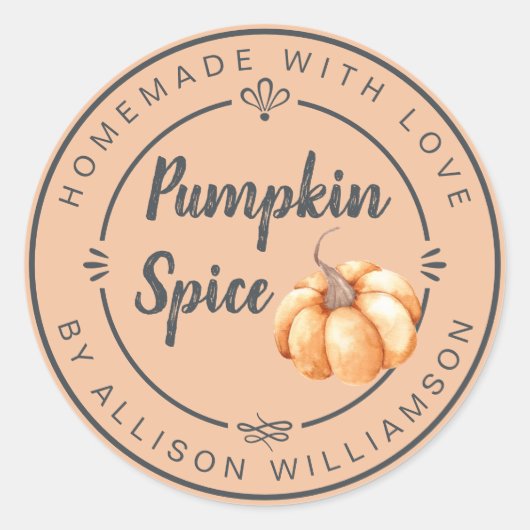 Rustic Almond Cream Pumpkin Spice Homemade Ronde Sticker (Voorkant)