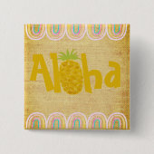 Rustic Aloha Pineapple Vierkante Button 5,1 Cm (Voorkant)