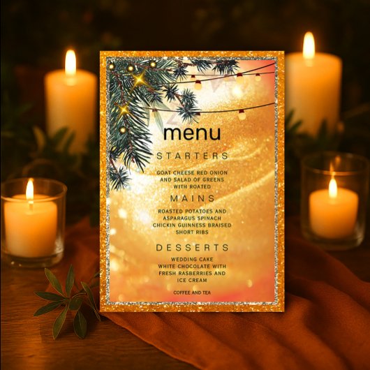 Rustic Amber Dinner Invitation Kaart